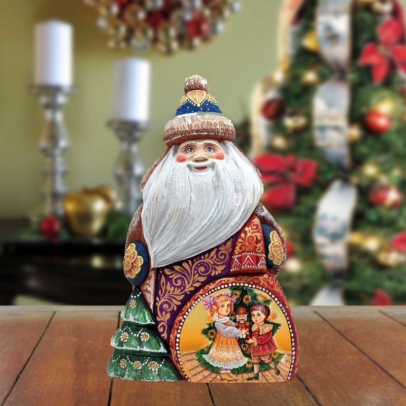 The Gifting of a Nutcracker Santa Hand-Painted WOODCARVED Figurine by G. DeBrekht – Christmas Decor – 8206012