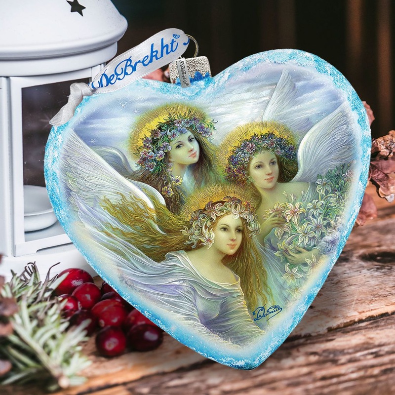 Three Angels Glass Ornament Limited Edition by Strelkina @ G. DeBrekht – Nativity Holiday Decor – 738-083-ST