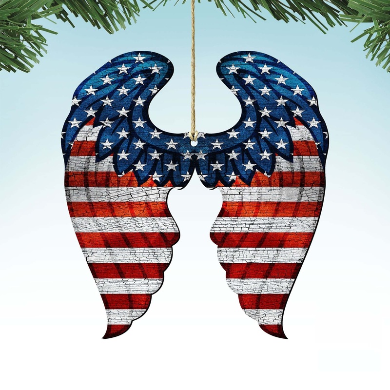 USA Wings Wooden Ornaments – American Christmas Decor – 8187131