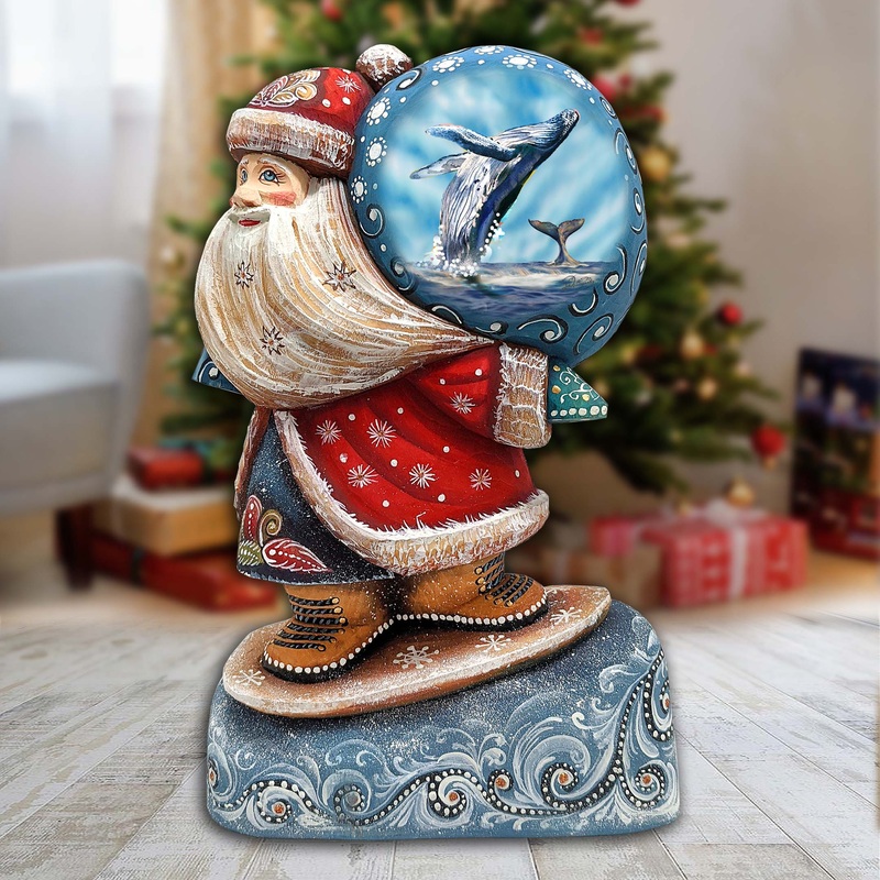 Whale Tale Sack Santa Hand-Painted WOODCARVED Masterpiece by G. DeBrekht – Christmas Decor – 8204018 *** PRE-ORDER – Handmade Just for You! ***