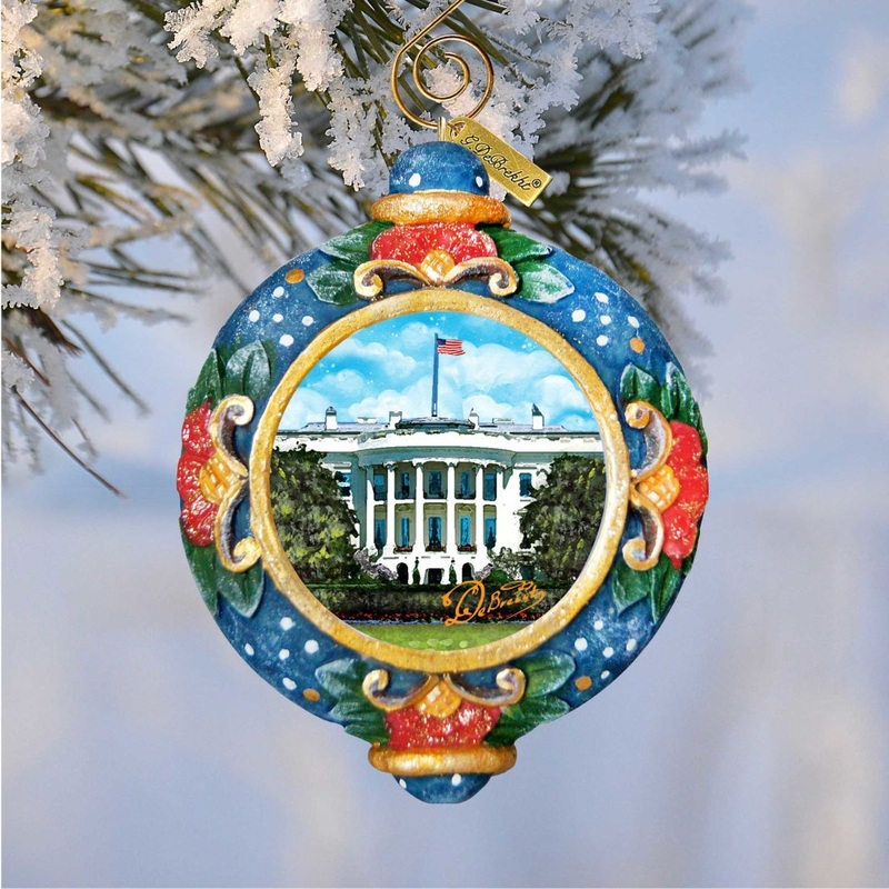 White House Sculpted Hand-Painted Christmas Ornament by G. DeBrekht – American Christmas Decor – 6103402