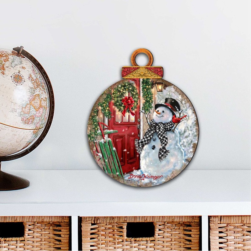 Winter Arrival Snowman Christmas Outdoor Decor Large Ornament by G. DeBrekht – Christmas Santa Snowman Decor – 8121127M-DG