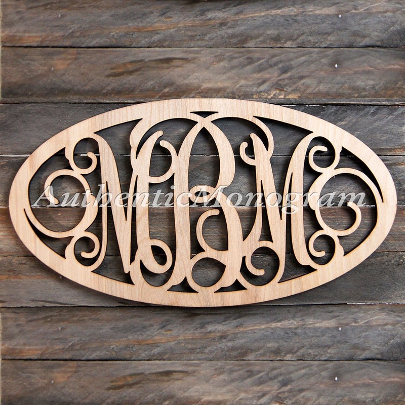 Wooden Personalized Monogram Initials Oval Framed – Unpainted Vine Script Personalized Monogram, Home Decor, Wedding Decor, Initial Personalized Monogram, Dorm Decor