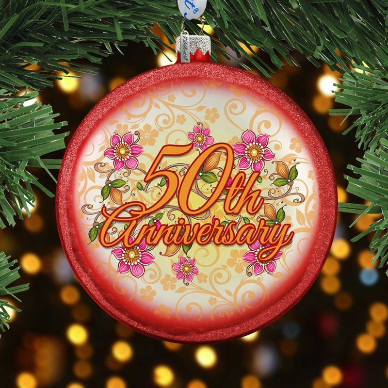 50th Wedding Anniversary Glass Ornament by  – Christmas Decor – 744-041