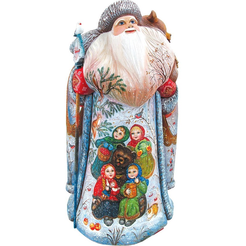 All That Fun Santa extra-large, Hand-Painted WOODCARVED Figurine L291202 by G. DeBrekht – SPECIAL ORDER *** PRE-ORDER – Handmade Just for You! ***