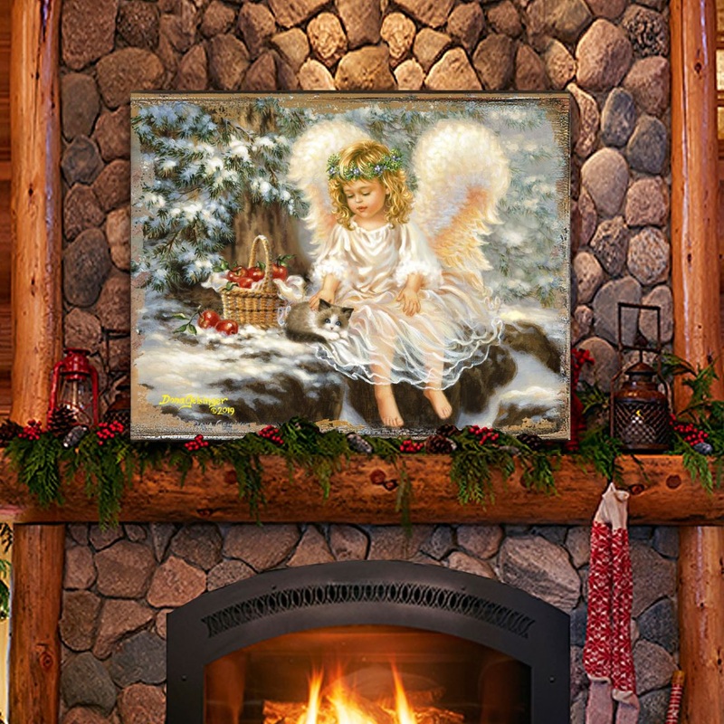 American Angel Winter Companions Wooden Wall Art by D. Gelsinger – Nativity Holiday Decor – 95657B-0718