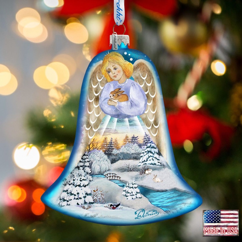 Angel Bell Glass Ornament by G. DeBrekht – Nativity Holiday Decor – 73161