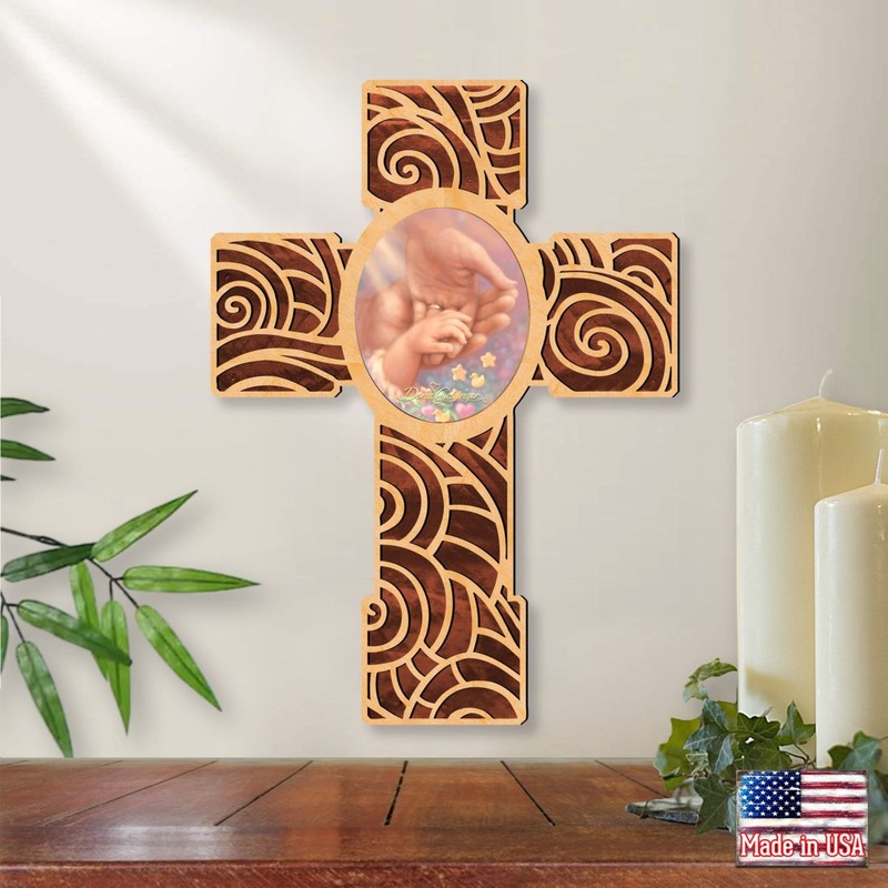 Baby Blessing Modern Wooden Cross by D. Gelsinger – Inspirational Icon Decor – 88284-DG