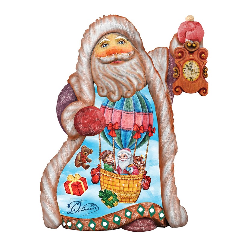 Balloon Ride Santa Sculpted Hand-Painted Christmas Figurine by G. DeBrekht – Christmas Santa Snowman Decor – 661515
