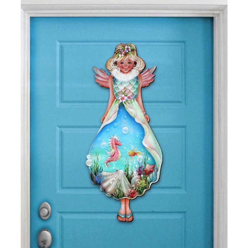 Beach Blessing Angel Coastal Door Decor by Jamie Mills-Price – Coastal Holiday Decor – 8457901H