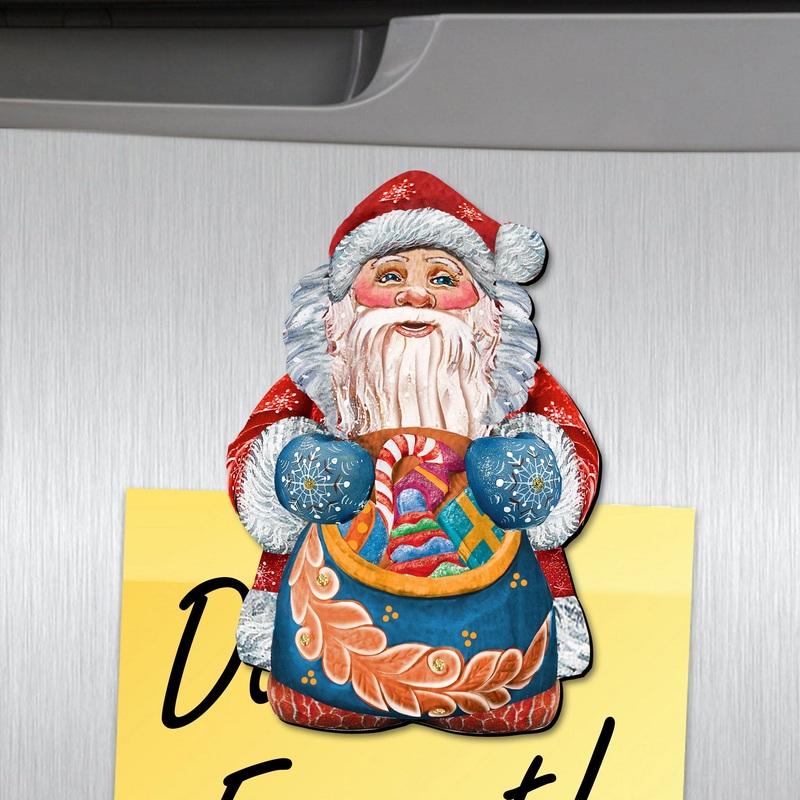 Beardy Santa Shaped Refrigerator Wooden Magnets Set of 3