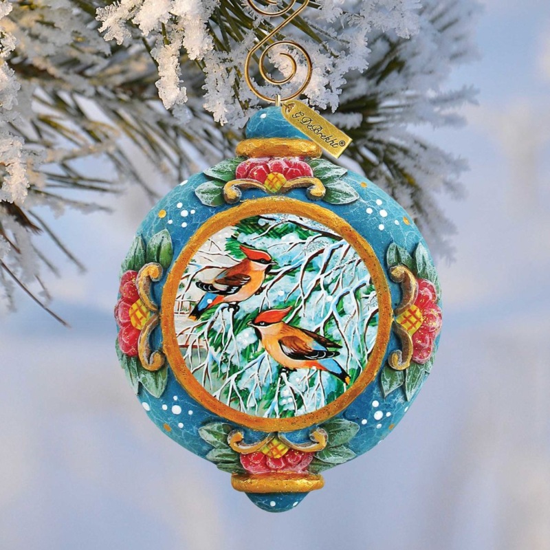 Cardinal Companions Sculpted Hand-Painted Christmas Ornament by G. DeBrekht – Wildlife Holiday Decor – 6102418
