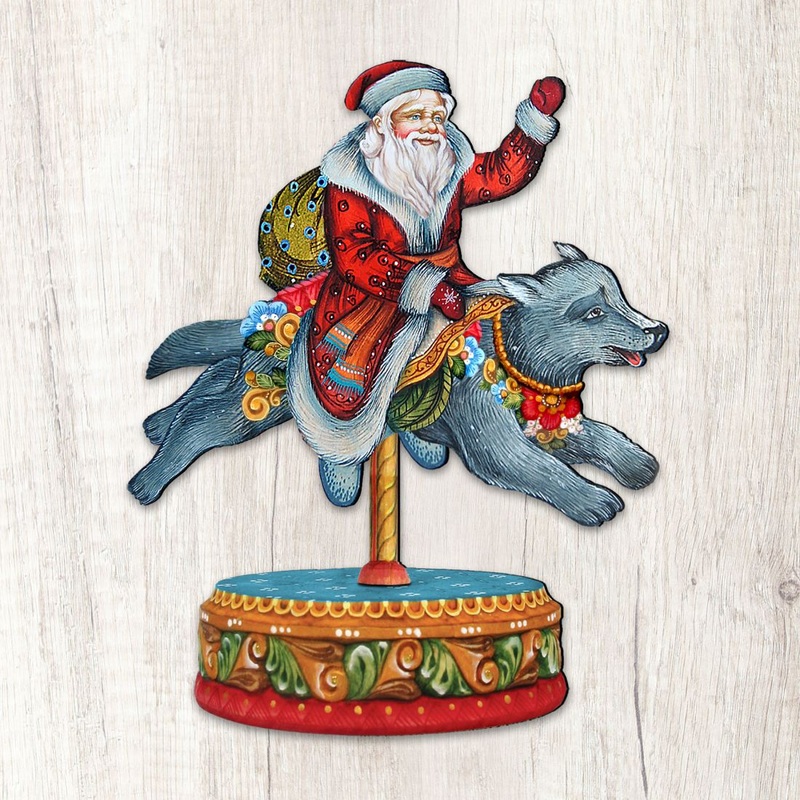 Carousel Wolf Holiday Outdoor Decor Large Ornament by G. DeBrekht – Carousel Holiday Decor – 8114049M