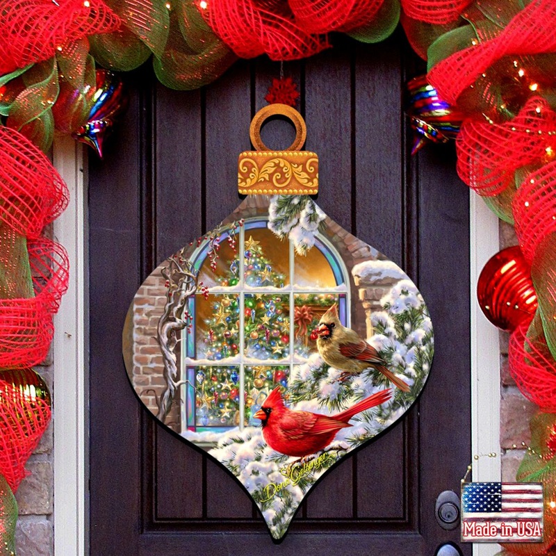 Christmas Birds Holiday Door Decor by D. Gelsinger – Christmas Decor – 8131110H-1318
