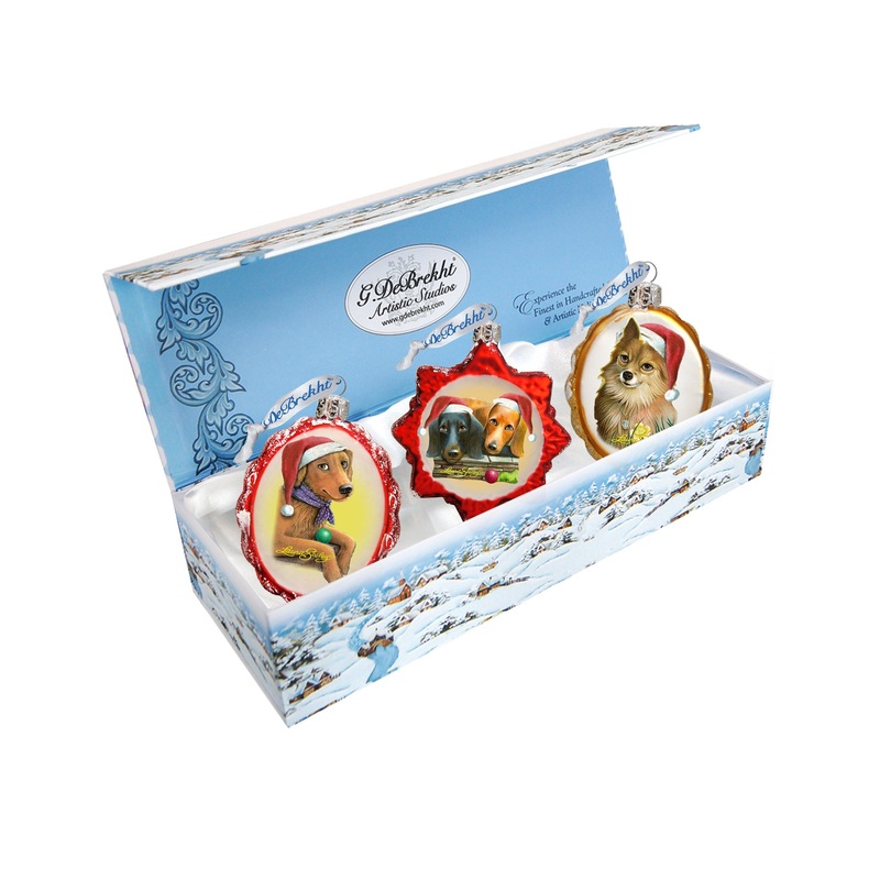 Doggy Mercury Glass Ornaments – Christmas Decor by Laura Seeley – 770144S3-LS