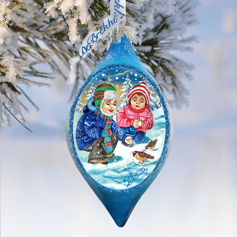 Feeding the Bird Glass Ornament by G. DeBrekht – 757-039