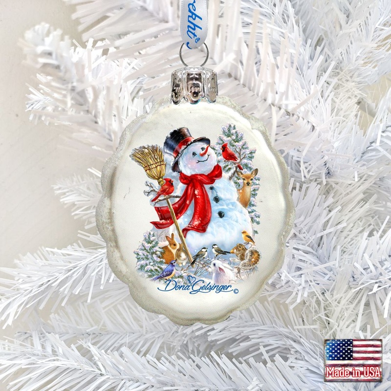Frosty Forest Friends Mercury Glass Ornament by D. Gelsinger – Christmas Santa Snowman Decor – 778102-1624