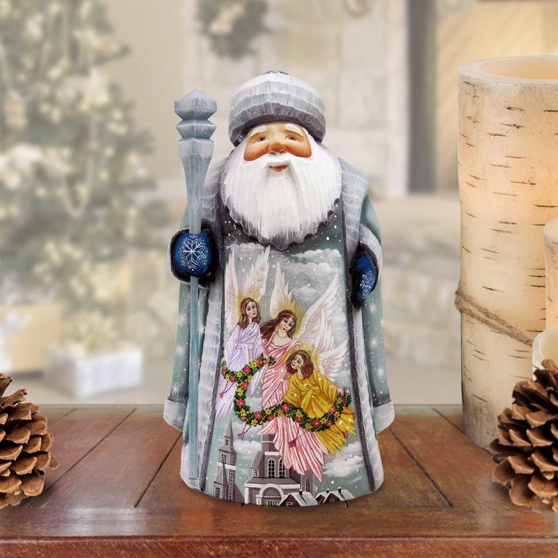 Heavenly Guidance Santa Hand-Painted WOODCARVED Masterpiece by G. DeBrekht – Nativity Holiday Decor – 821621