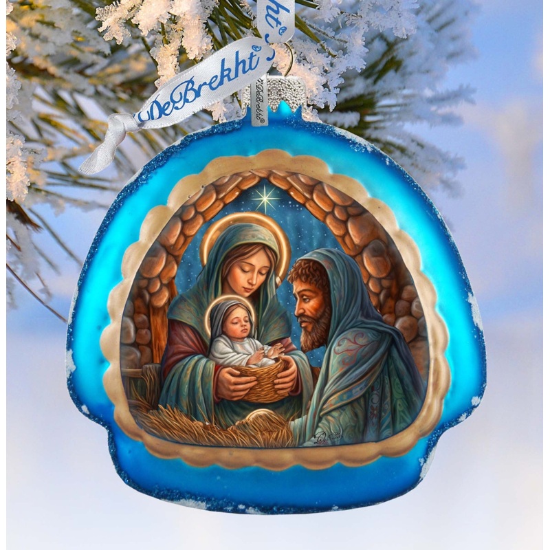 Holy Family Rainbow Glass Ornament by G. Debrekht – Nativity Holiday Decor – 756-017