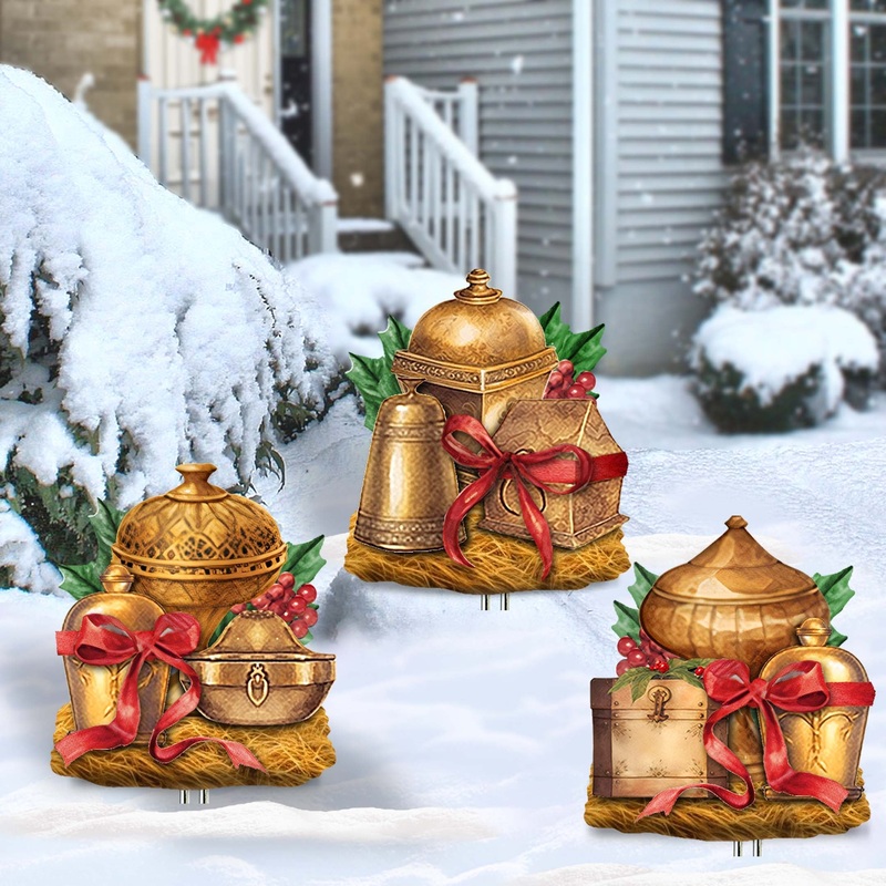 Holy Gifts Outdoor Garden Decor Set of 3 by G. Debrekht – Christmas Tree Outdoor Decor – 8191500-2M3