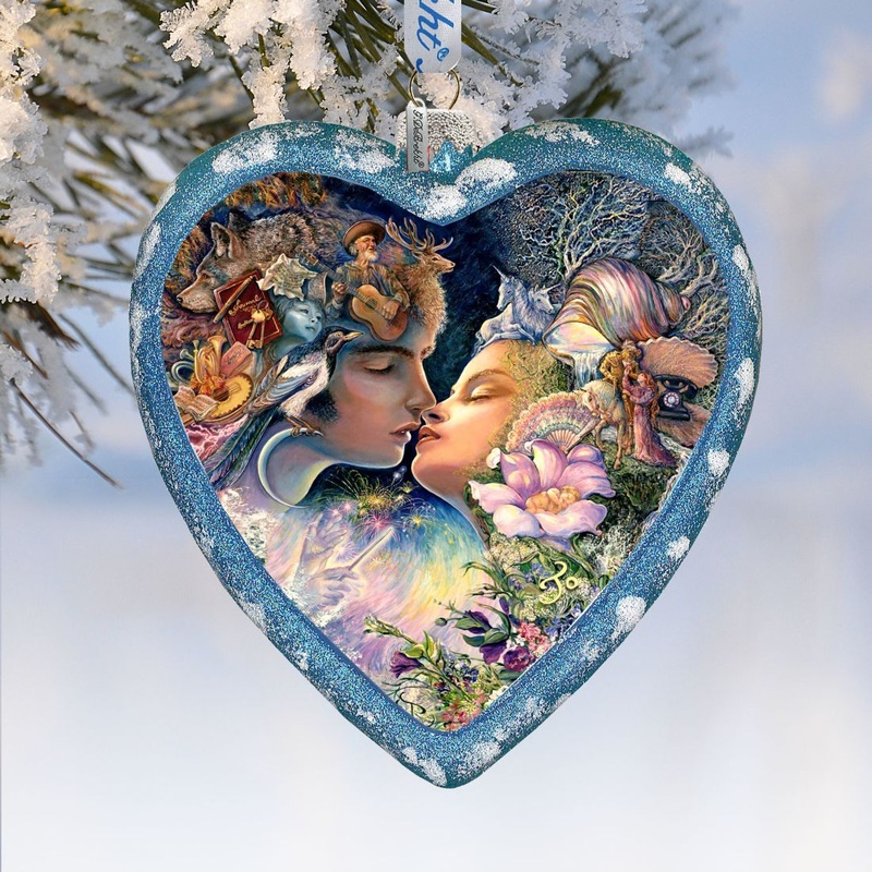 Magic Kiss Heart Glass Ornament Limited Edition by Josephine Wall – Christmas Decor – 738-408-JW