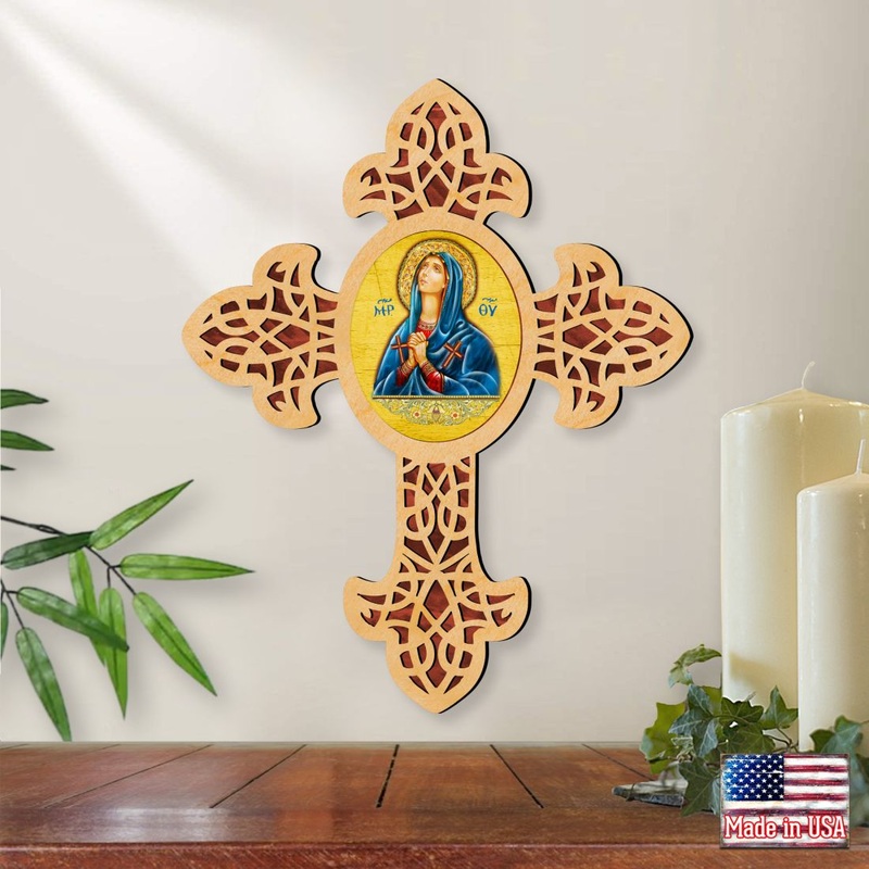 Mary Magdalene Pointy Wooden Cross by Museum Icons – Inspirational Icon Decor – 88314