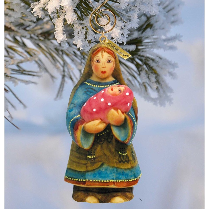 Mary Sculpted Hand-Painted Christmas Figurine by G. DeBrekht – Christmas Santa Snowman Decor – 652621