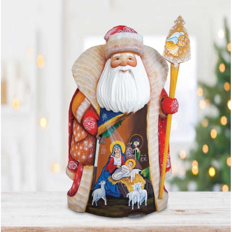 Message of Faith Santa Hand-Painted WOODCARVED Masterpiece by G. DeBrekht – Nativity Holiday Decor – 2821494 *** PRE-ORDER – Handmade Just for You! ***