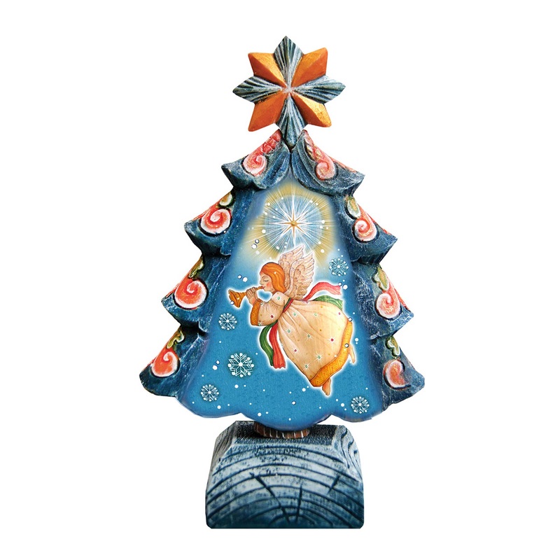 Nativity Angels Tree Handcrafted Christmas Figurine – G. DeBrekht – Christmas Santa Snowman Decor – 588054S