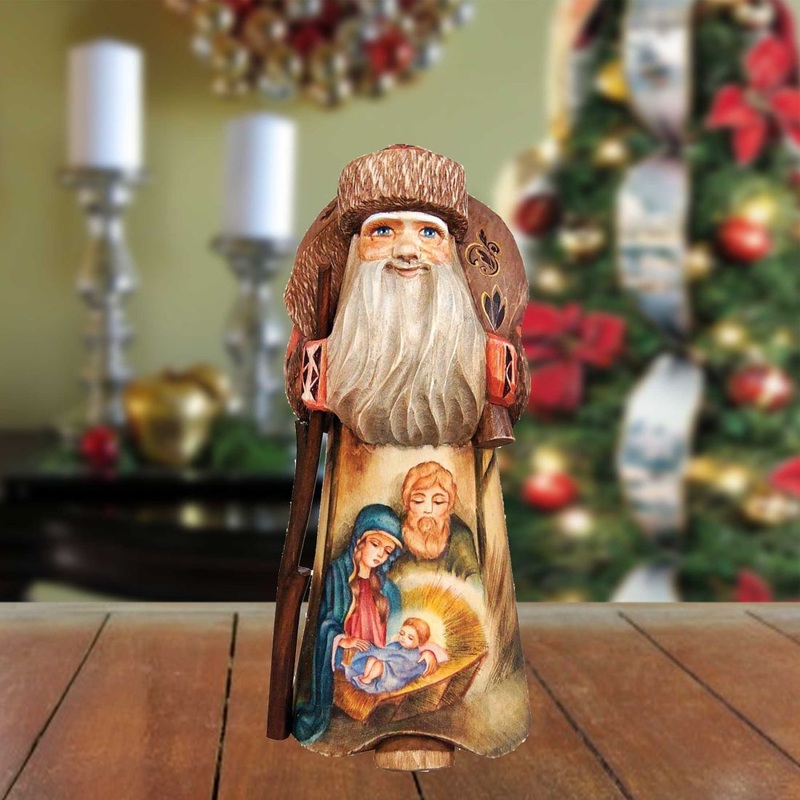 Nativity Nostalgic Santa Hand-Painted WOODCARVED Masterpiece by G. DeBrekht – Nativity Holiday Decor – 291715