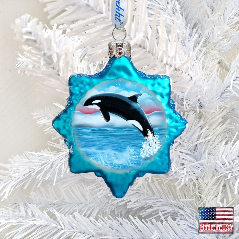 Orca Mercury Glass Ornament by G. DeBrekht – Wildlife Holiday Dcor – 771047