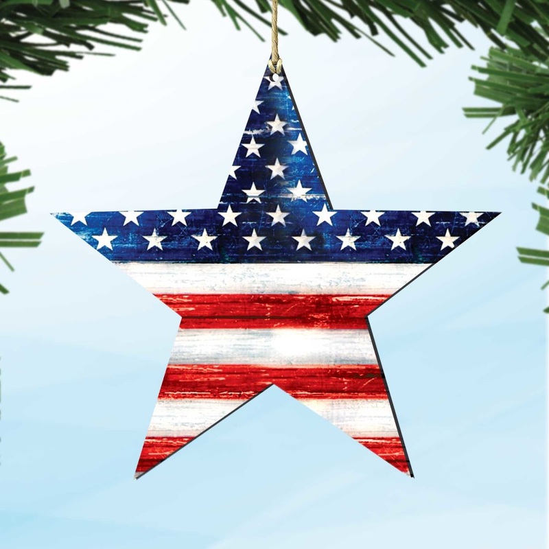 Patriotic US Star Rustic Wooden Ornaments – American Patriotic Decor – 8198917