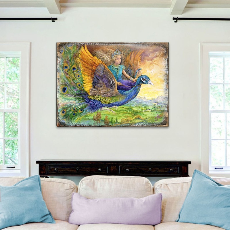 Peacock Princess Fantasy Wooden Wall Art by Josephine Wall – Fantasy Decor – 852138-JW