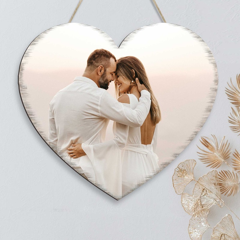 Personalized Gift Heart Photo – Custom Portrait on Wood