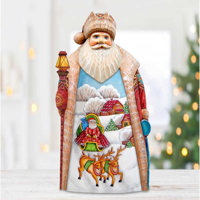 Santa with Goose Hand-Painted WOODCARVED Masterpiece by G. DeBrekht – Christmas Decor – 821811