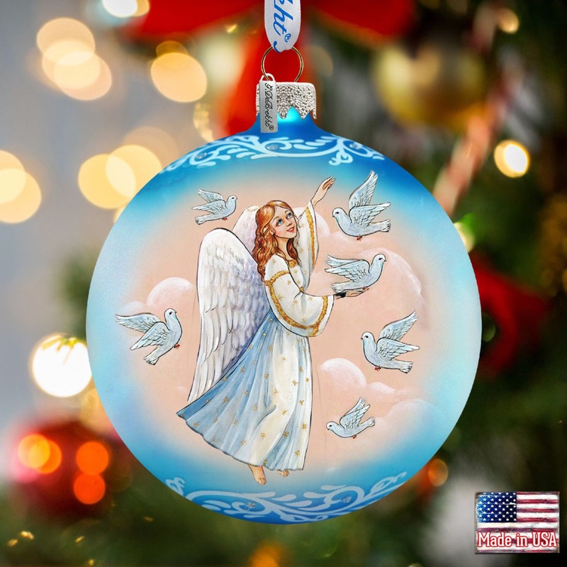 Serenity Angel Glass Ornament by G. DeBrekht – Nativity Holiday Decor – 73366