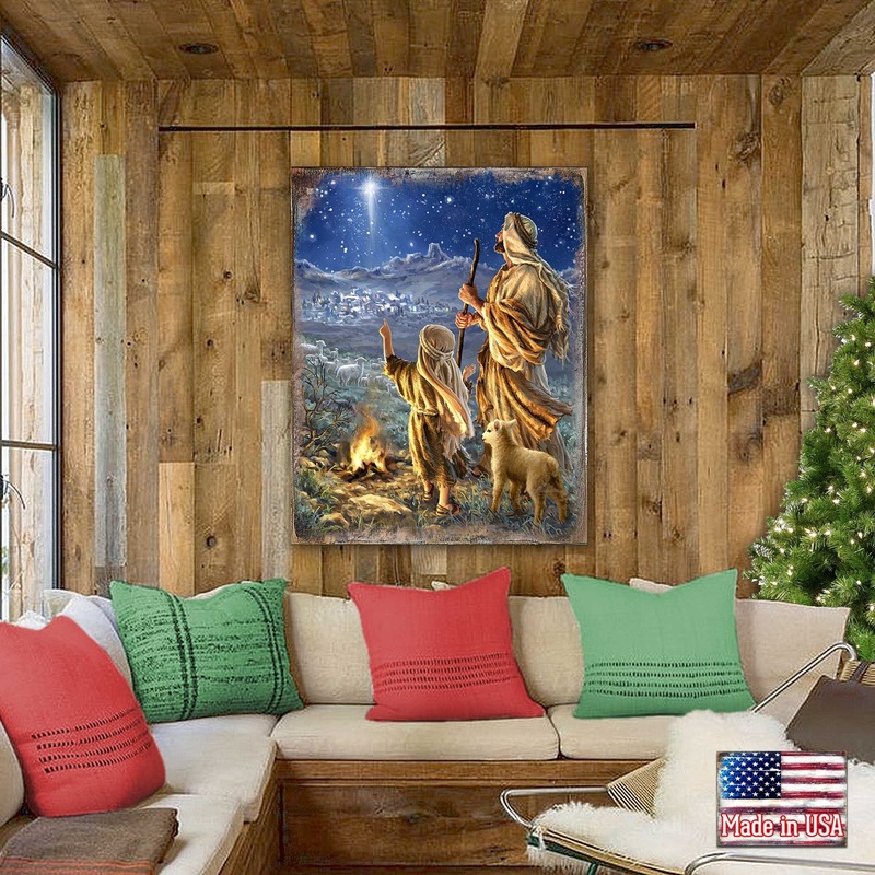Shepherds Keeping Watch Wooden Wall Art by D. Gelsinger – Nativity Holiday Dcor – 95632B38