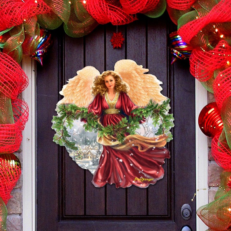 Snowfall Angel Holiday Door Decor by D. Gelsinger – Christmas Decor – 8461068H-DG