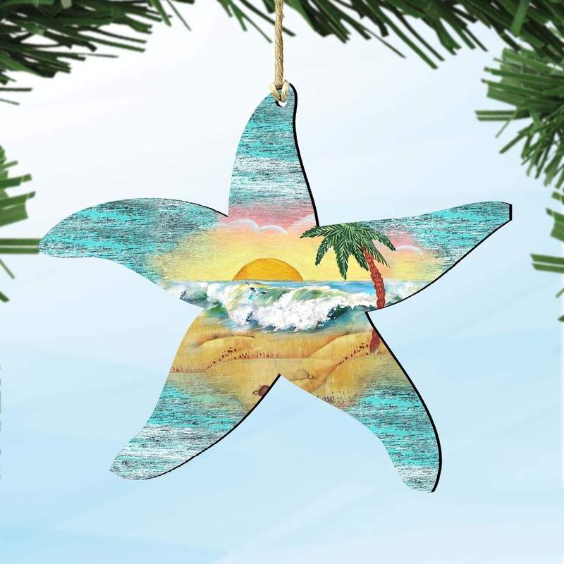 Starfish Wooden Ornaments by G. DeBrekht – Coastal Holiday Decor – 8198531