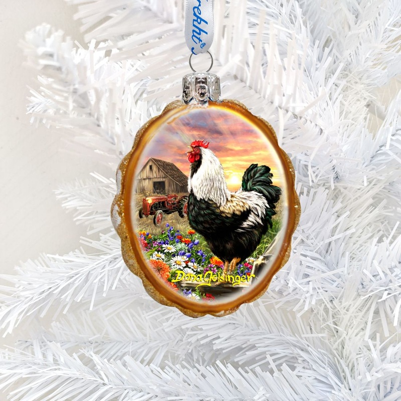 Sunrise on the Farm Mercury Glass Ornament by D. Gelsinger – Christmas Decor – 778114-DG