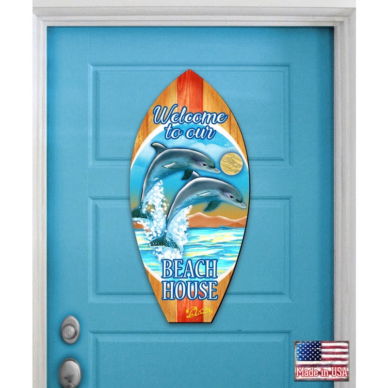 Surfboard Coastal Door Decor by G. DeBrekht – Coastal Holiday Decor – 8198522-2H