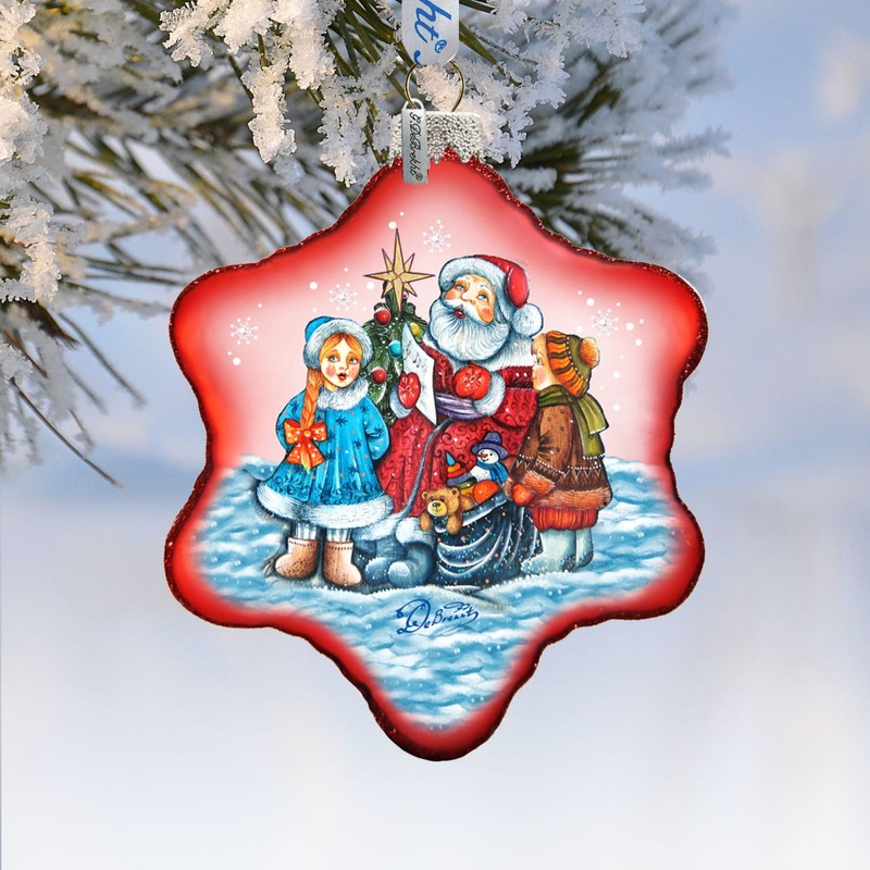 Village Celebration Snowflake Glass Ornament by G. DeBrekht – Christmas Decor – 754-014