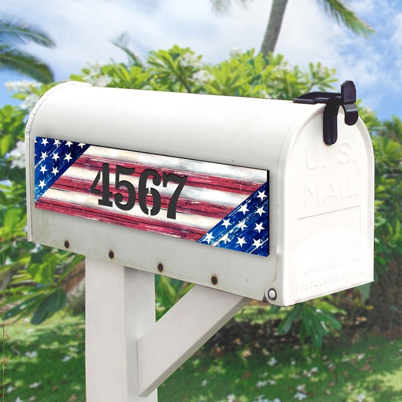 American Flag Wooden Personalized House Number Sign – American Patriotic Decor – Address Sign – MA85099-2