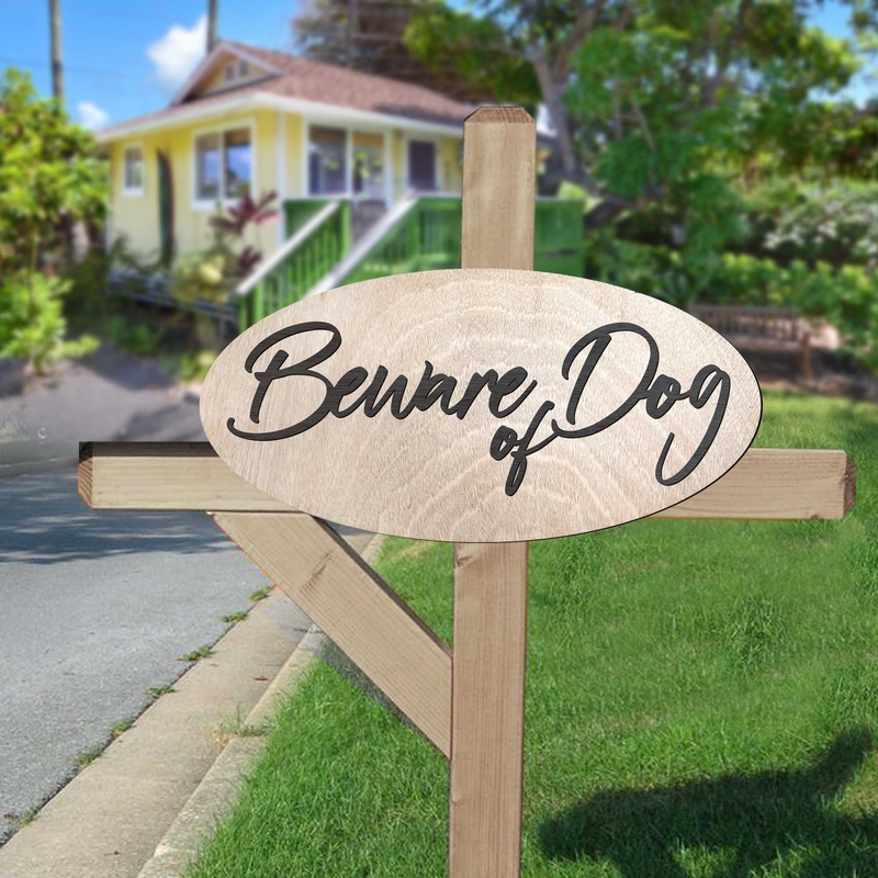 Beware of Dog, Sign, Birch wood, Dog Sign, Beware of Dog Plaque – 320311