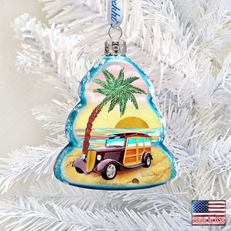 Car Woody Mercury Glass Ornament by G. DeBrekht – Coastal Holiday Decor – 776278