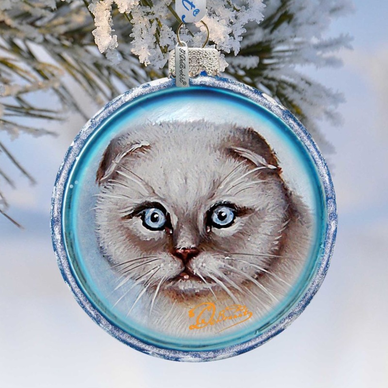 Cat Glass Ornament by G. DeBrekht – Pets Dog and Cats Decor – 764-120