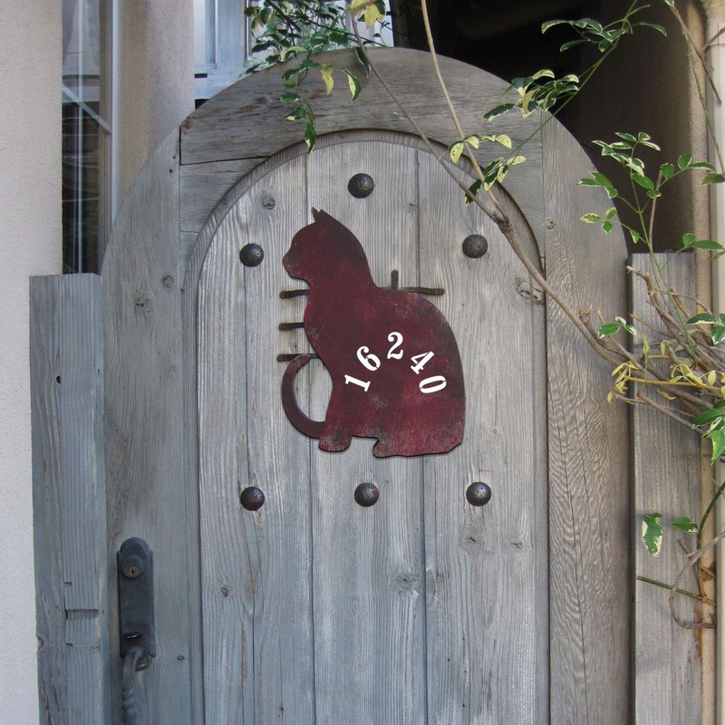 Cat Wooden Custom House Number Sign – Pets Dog and Cats Decor – Handcrafted Wooden Address Sign – MA98111