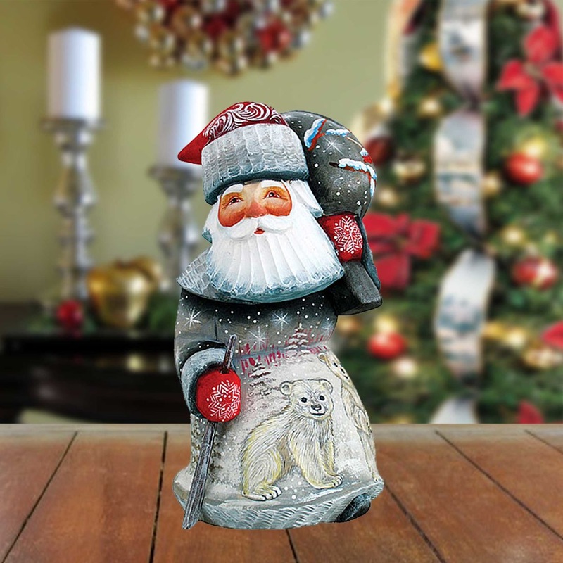 Delightful Polar Bear Hand-Painted WOODCARVED Masterpiece by G. DeBrekht – Christmas Decor – 820201 *** PRE-ORDER – Handmade Just for You! ***