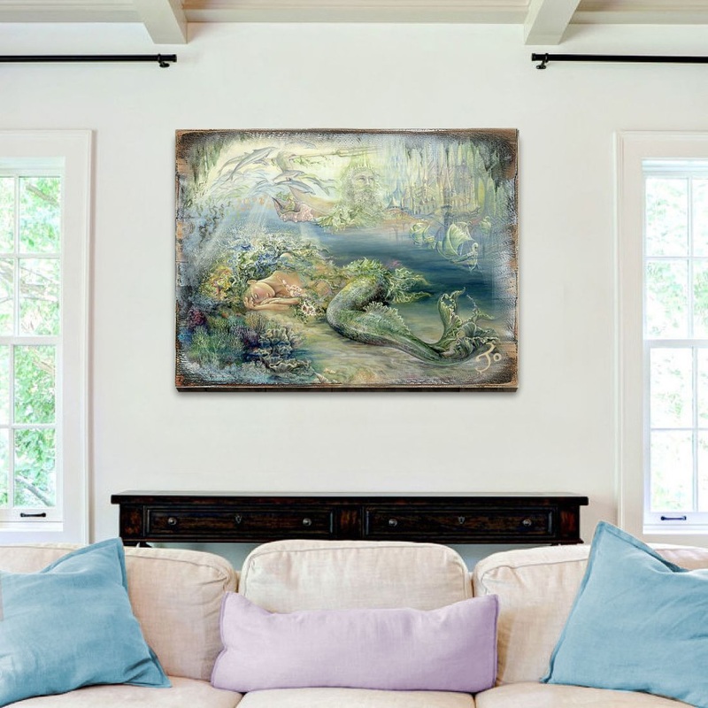 Dreams of Atlantis Fantasy Wooden Wall Art by Josephine Wall – Fantasy Dcor – 852114-JW