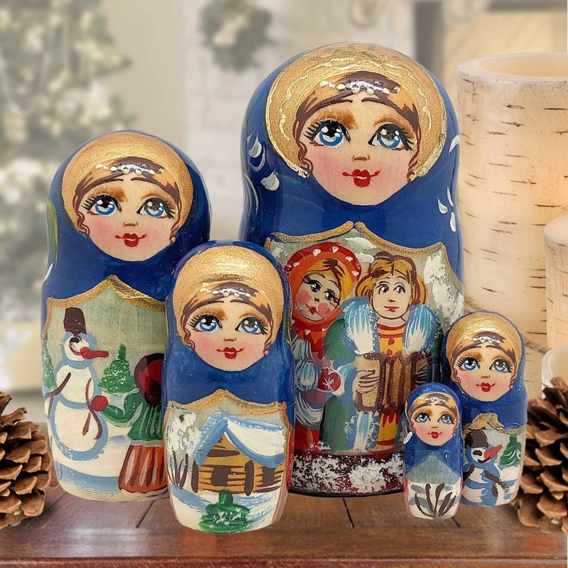 Fairy Tale Matreshka Nesting Hand-Painted Dolls Set of 5 by G. DeBrekht – Christmas Decor – 140073
